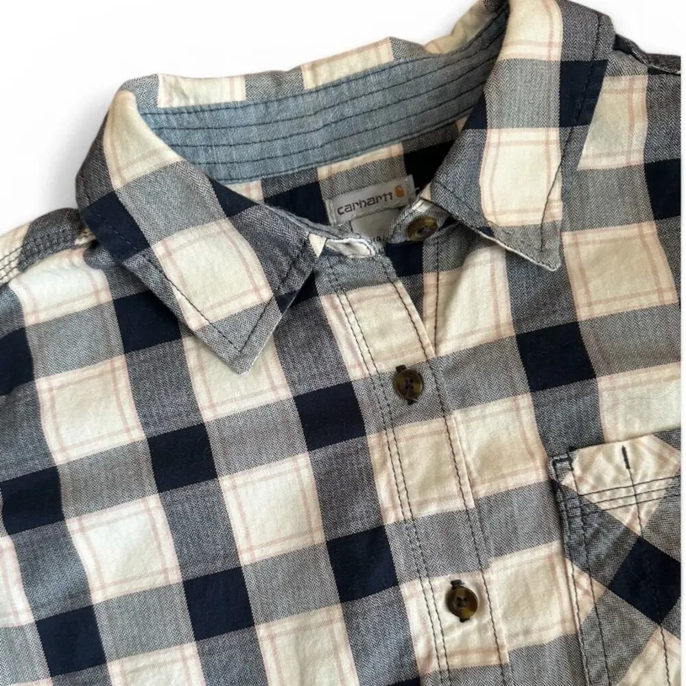 Carhartt Plaid Button Down Short Sleeved Shirt 100% Cotton Women’s S